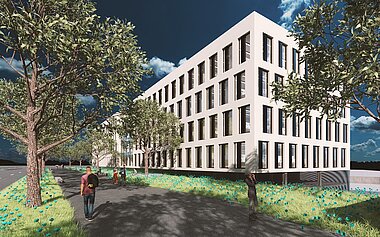 3d Visualisierung Büro - Entwurfsüberarbeitung 02 - Straßenseite
