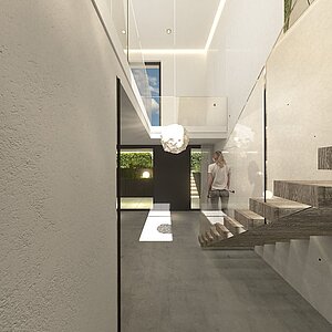 Innenraum Eingang Treppe - Neubau-Einfamilienhaus-Frechen