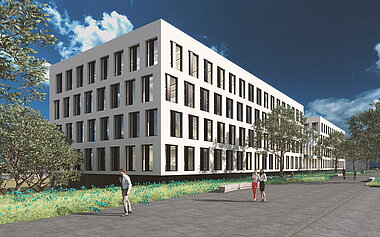 3d Visualisierung Büro - Entwurfsüberarbeitung 02 - Straßenseite