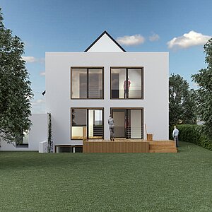 Anbau Haus S Pulheim - Kubus (Flachdach) Putz