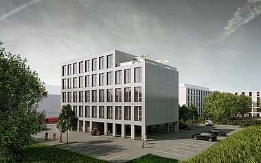 3d Visualisierung Büro - Entwurfsüberarbeitung V2 - Hofseite