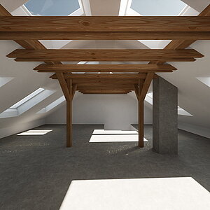 Konzept 0 - Öffnen durch 5-9 Dachflächenfenster im Dachgeschoss und Spitzboden