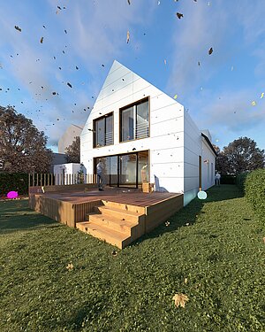 Anbau Haus S Pulheim - Satteldach Eternit Verkleidung hell