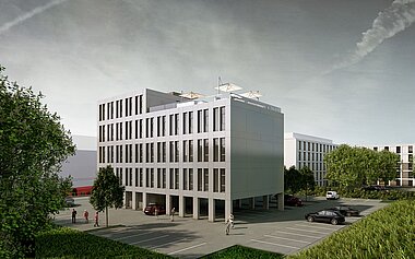 3d Visualisierung Büro - Entwurfsüberarbeitung V3 - Hofseite