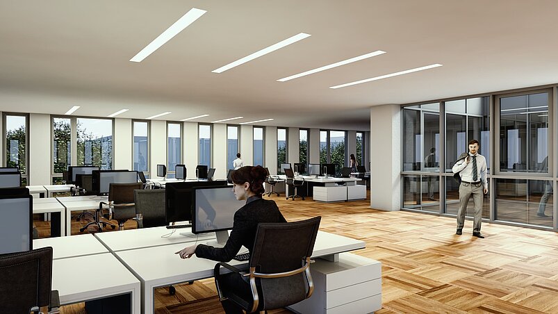 3d Innenraumvisualisierung Verwaltungsbau, Leverkusen