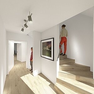 Architektur Idee - Erdgeschoss Treppe / Flur