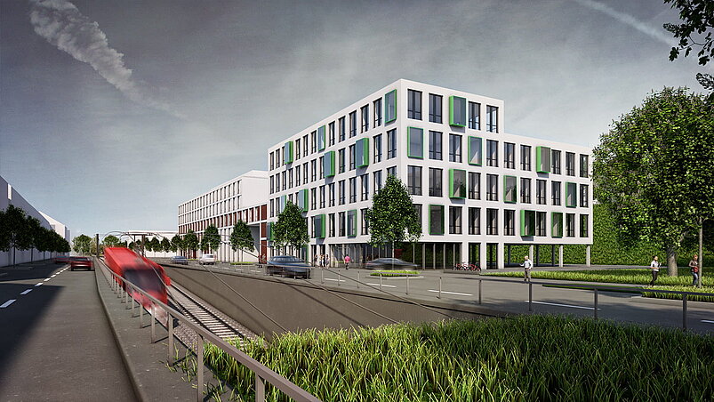 3d Visualisierung Büro - Straßenseite