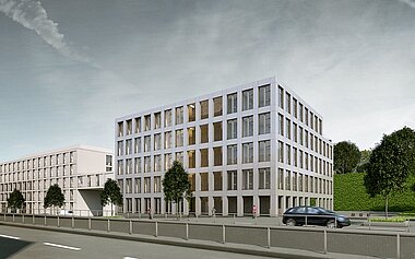 3d Visualisierung Büro - Entwurfsüberarbeitung V2 - Straßenseite