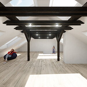 Konzept 03 - Öffnung Dachgeschoss - Badezimmer neben Treppe