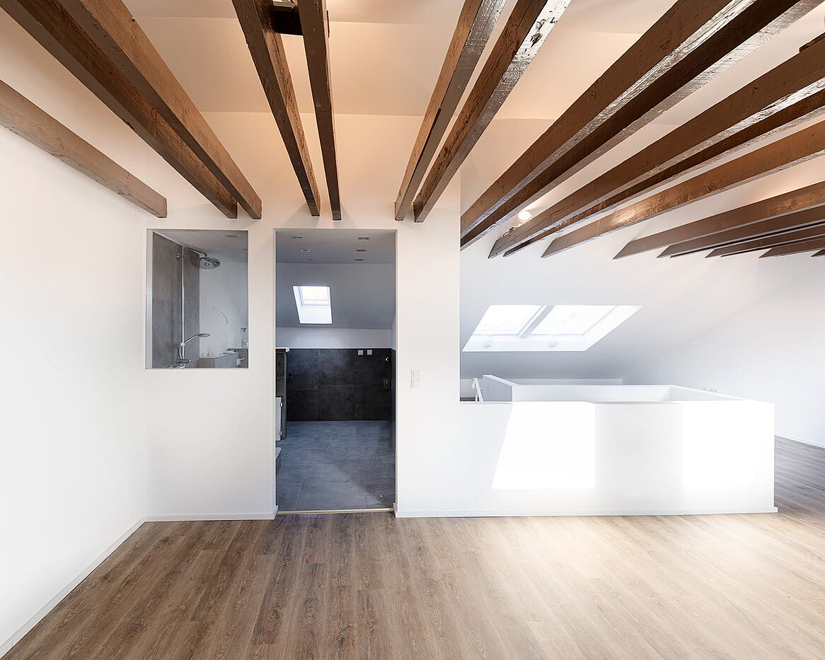 Blick auf den Badezimmer Block