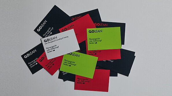 Corporate Design GOLEAN - Visitenkarten in CI Farben