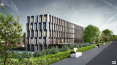 3d Visualisierung Büro - Straßenseite